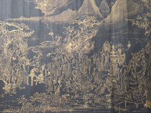 Load image into Gallery viewer, Mó Bē Bōrě Bōluómì Duō Xinjing (The Heart Sutra of the Great Perfection of Wisdom) and Arhats, 1695. Rare Illuminated Manuscript of the Heart Sutra on Silk, with a Detailed Painting of Hundreds of Arhats. With a Lacquerware Box