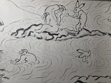 Load image into Gallery viewer, Chōjū Jinbutsu Giga (Animal-Person Caricatures), Circa 1815-1832. An Extremely Rare Emakimono Handscroll Copied After the Original Kozan-ji Temple Example, With Numerous Ink Paintings of Animals Performing as Humans.
