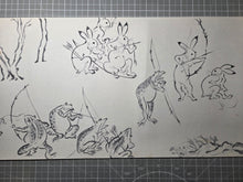Load image into Gallery viewer, Chōjū Jinbutsu Giga (Animal-Person Caricatures), Circa 1815-1832. An Extremely Rare Emakimono Handscroll Copied After the Original Kozan-ji Temple Example, With Numerous Ink Paintings of Animals Performing as Humans.