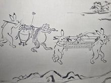 Load image into Gallery viewer, Chōjū Jinbutsu Giga (Animal-Person Caricatures), Circa 1815-1832. An Extremely Rare Emakimono Handscroll Copied After the Original Kozan-ji Temple Example, With Numerous Ink Paintings of Animals Performing as Humans.