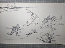 Load image into Gallery viewer, Chōjū Jinbutsu Giga (Animal-Person Caricatures), Circa 1815-1832. An Extremely Rare Emakimono Handscroll Copied After the Original Kozan-ji Temple Example, With Numerous Ink Paintings of Animals Performing as Humans.