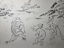 Load image into Gallery viewer, Chōjū Jinbutsu Giga (Animal-Person Caricatures), Circa 1815-1832. An Extremely Rare Emakimono Handscroll Copied After the Original Kozan-ji Temple Example, With Numerous Ink Paintings of Animals Performing as Humans.