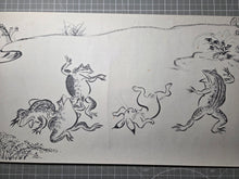 Load image into Gallery viewer, Chōjū Jinbutsu Giga (Animal-Person Caricatures), Circa 1815-1832. An Extremely Rare Emakimono Handscroll Copied After the Original Kozan-ji Temple Example, With Numerous Ink Paintings of Animals Performing as Humans.