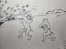 Load image into Gallery viewer, Chōjū Jinbutsu Giga (Animal-Person Caricatures), Circa 1815-1832. An Extremely Rare Emakimono Handscroll Copied After the Original Kozan-ji Temple Example, With Numerous Ink Paintings of Animals Performing as Humans.