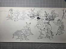 Load image into Gallery viewer, Chōjū Jinbutsu Giga (Animal-Person Caricatures), Circa 1815-1832. An Extremely Rare Emakimono Handscroll Copied After the Original Kozan-ji Temple Example, With Numerous Ink Paintings of Animals Performing as Humans.