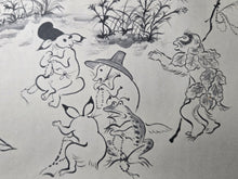 Load image into Gallery viewer, Chōjū Jinbutsu Giga (Animal-Person Caricatures), Circa 1815-1832. An Extremely Rare Emakimono Handscroll Copied After the Original Kozan-ji Temple Example, With Numerous Ink Paintings of Animals Performing as Humans.