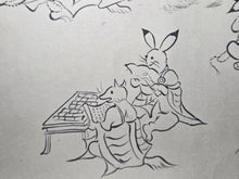 Load image into Gallery viewer, Chōjū Jinbutsu Giga (Animal-Person Caricatures), Circa 1815-1832. An Extremely Rare Emakimono Handscroll Copied After the Original Kozan-ji Temple Example, With Numerous Ink Paintings of Animals Performing as Humans.