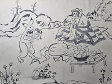 Load image into Gallery viewer, Chōjū Jinbutsu Giga (Animal-Person Caricatures), Circa 1815-1832. An Extremely Rare Emakimono Handscroll Copied After the Original Kozan-ji Temple Example, With Numerous Ink Paintings of Animals Performing as Humans.