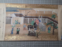 Load image into Gallery viewer, Nōkō Fūzoku Ekotoba Makimono (Illustrated Scroll of Agricultural Customs), Circa 1650-1700. A Sumptuously Produced Handscroll on Rice Cultivation, Beautifully Illuminated, with Six Vibrantly Colored, Large Paintings, including Book Production