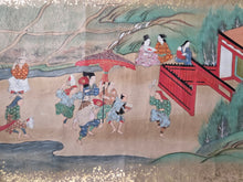 Load image into Gallery viewer, Nōkō Fūzoku Ekotoba Makimono (Illustrated Scroll of Agricultural Customs), Circa 1650-1700. A Sumptuously Produced Handscroll on Rice Cultivation, Beautifully Illuminated, with Six Vibrantly Colored, Large Paintings, including Book Production