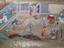Load image into Gallery viewer, Nōkō Fūzoku Ekotoba Makimono (Illustrated Scroll of Agricultural Customs), Circa 1650-1700. A Sumptuously Produced Handscroll on Rice Cultivation, Beautifully Illuminated, with Six Vibrantly Colored, Large Paintings, including Book Production