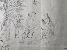 Load image into Gallery viewer, A Cockfighting Scroll, Circa 1837-1853. Numerous Ink Drawings and Scenes of Commonfolk and Nobles Engaging in Cockfighting Matches, with Scenes of Rooster Battles, Capture, and More
