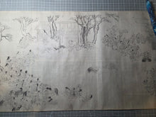 Load image into Gallery viewer, A Cockfighting Scroll, Circa 1837-1853. Numerous Ink Drawings and Scenes of Commonfolk and Nobles Engaging in Cockfighting Matches, with Scenes of Rooster Battles, Capture, and More