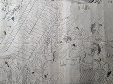 Load image into Gallery viewer, A Cockfighting Scroll, Circa 1837-1853. Numerous Ink Drawings and Scenes of Commonfolk and Nobles Engaging in Cockfighting Matches, with Scenes of Rooster Battles, Capture, and More