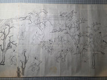 Load image into Gallery viewer, A Cockfighting Scroll, Circa 1837-1853. Numerous Ink Drawings and Scenes of Commonfolk and Nobles Engaging in Cockfighting Matches, with Scenes of Rooster Battles, Capture, and More