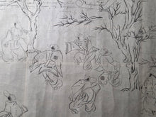 Load image into Gallery viewer, A Cockfighting Scroll, Circa 1837-1853. Numerous Ink Drawings and Scenes of Commonfolk and Nobles Engaging in Cockfighting Matches, with Scenes of Rooster Battles, Capture, and More