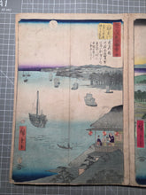 Load image into Gallery viewer, Gojusan Tsugi Meisho Zue (Pictures of Famous Places of the Fifty-Three Stations), Circa 1855. A Rare, Complete Album of the Vertical Tokaido, with all Fifty-Five Beautiful Woodblock Ukiyo-E Prints