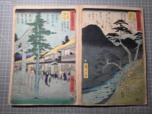 Load image into Gallery viewer, Gojusan Tsugi Meisho Zue (Pictures of Famous Places of the Fifty-Three Stations), Circa 1855. A Rare, Complete Album of the Vertical Tokaido, with all Fifty-Five Beautiful Woodblock Ukiyo-E Prints