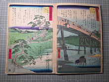 Load image into Gallery viewer, Gojusan Tsugi Meisho Zue (Pictures of Famous Places of the Fifty-Three Stations), Circa 1855. A Rare, Complete Album of the Vertical Tokaido, with all Fifty-Five Beautiful Woodblock Ukiyo-E Prints