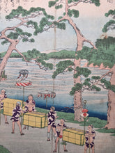 Load image into Gallery viewer, Gojusan Tsugi Meisho Zue (Pictures of Famous Places of the Fifty-Three Stations), Circa 1855. A Rare, Complete Album of the Vertical Tokaido, with all Fifty-Five Beautiful Woodblock Ukiyo-E Prints