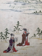 Load image into Gallery viewer, An Oshi-e Manuscript of Ukiyo-E Figures, Circa 1800-1860. A Marvelous Composite Manuscript, with Clothing and Vestments Made Using Kimono Fragments and Brocade. 88 Fabric Decorated Figures