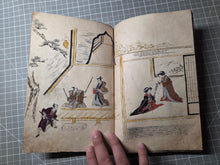 Load image into Gallery viewer, An Oshi-e Manuscript of Ukiyo-E Figures, Circa 1800-1860. A Marvelous Composite Manuscript, with Clothing and Vestments Made Using Kimono Fragments and Brocade. 88 Fabric Decorated Figures