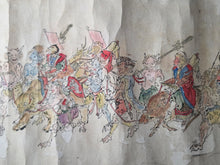 Load image into Gallery viewer, Momotaro and Oni in Procession with Treasures, Circa 1850-1868. An Emakimono Handscroll Depicting a Triumphant Peach Boy, Copied after Hokusai’s Example