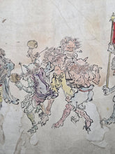 Load image into Gallery viewer, Momotaro and Oni in Procession with Treasures, Circa 1850-1868. An Emakimono Handscroll Depicting a Triumphant Peach Boy, Copied after Hokusai’s Example