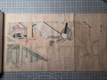 Load image into Gallery viewer, Inishie Genji Monogatari Tosa Ie E Ehon Xiě (The Old Tale of Genji, Tosa Family Illustrated Copy), Circa 1800-1850. A Beautiful Manuscript Copying the Famed 12th Century Scroll, With Four Skillfully Reproduced Paintings