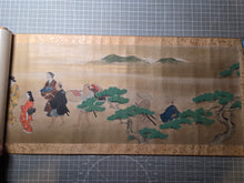 Load image into Gallery viewer, Hanami Yū utage-zu Maki (Cherry Blossom Viewing Party Scroll), Circa 1700-1750. An Emakimono Handscroll Depicting the Customs of a Cherry Blossom Viewing Party, Beautifully Painted and Illuminated in the Fashion of a Nara Emaki