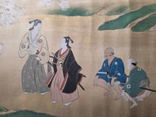 Load image into Gallery viewer, Hanami Yū utage-zu Maki (Cherry Blossom Viewing Party Scroll), Circa 1700-1750. An Emakimono Handscroll Depicting the Customs of a Cherry Blossom Viewing Party, Beautifully Painted and Illuminated in the Fashion of a Nara Emaki