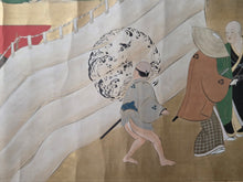 Load image into Gallery viewer, Hanami Yū utage-zu Maki (Cherry Blossom Viewing Party Scroll), Circa 1700-1750. An Emakimono Handscroll Depicting the Customs of a Cherry Blossom Viewing Party, Beautifully Painted and Illuminated in the Fashion of a Nara Emaki