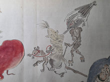 Load image into Gallery viewer, Hyakki Yagyō No Zu (The Night Parade of One Hundred Demons), Circa 1840-1876. A Rare Painted Handscroll Depicting Dozens of Demonic Yokai and Oni in a Monstrous Parade