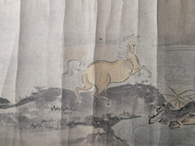 Load image into Gallery viewer, Hyakuba no zu Emaki (Hundred Horses Picture Scroll), Circa 1650-1750. A Kano School Emakimono Handscroll with Paintings of Various Landscapes and Scenes, Including Mount Fuji and Horses Frolicking