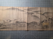 Load image into Gallery viewer, Hyakuba no zu Emaki (Hundred Horses Picture Scroll), Circa 1650-1750. A Kano School Emakimono Handscroll with Paintings of Various Landscapes and Scenes, Including Mount Fuji and Horses Frolicking