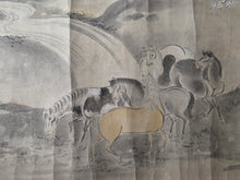 Load image into Gallery viewer, Hyakuba no zu Emaki (Hundred Horses Picture Scroll), Circa 1650-1750. A Kano School Emakimono Handscroll with Paintings of Various Landscapes and Scenes, Including Mount Fuji and Horses Frolicking