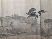 Load image into Gallery viewer, Hyakuba no zu Emaki (Hundred Horses Picture Scroll), Circa 1650-1750. A Kano School Emakimono Handscroll with Paintings of Various Landscapes and Scenes, Including Mount Fuji and Horses Frolicking