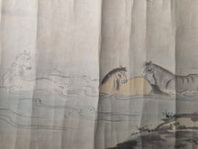 Load image into Gallery viewer, Hyakuba no zu Emaki (Hundred Horses Picture Scroll), Circa 1650-1750. A Kano School Emakimono Handscroll with Paintings of Various Landscapes and Scenes, Including Mount Fuji and Horses Frolicking