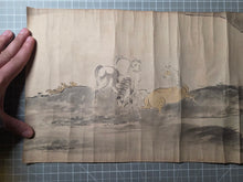 Load image into Gallery viewer, Hyakuba no zu Emaki (Hundred Horses Picture Scroll), Circa 1650-1750. A Kano School Emakimono Handscroll with Paintings of Various Landscapes and Scenes, Including Mount Fuji and Horses Frolicking