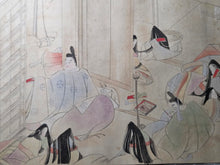 Load image into Gallery viewer, Genji bá xiě Ichi Maki (Genji Excerpts, Volume One), Circa 1800-1900. A Beautiful, 30-Foot-Long Manuscript with Colorful Scenes from the Tale of Genji, Painted in the Heian Style