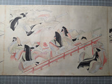 Load image into Gallery viewer, Genji bá xiě Ichi Maki (Genji Excerpts, Volume One), Circa 1800-1900. A Beautiful, 30-Foot-Long Manuscript with Colorful Scenes from the Tale of Genji, Painted in the Heian Style