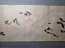 Load image into Gallery viewer, Genji bá xiě Ichi Maki (Genji Excerpts, Volume One), Circa 1800-1900. A Beautiful, 30-Foot-Long Manuscript with Colorful Scenes from the Tale of Genji, Painted in the Heian Style