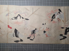 Load image into Gallery viewer, Genji bá xiě Ichi Maki (Genji Excerpts, Volume One), Circa 1800-1900. A Beautiful, 30-Foot-Long Manuscript with Colorful Scenes from the Tale of Genji, Painted in the Heian Style
