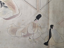 Load image into Gallery viewer, Genji bá xiě Ichi Maki (Genji Excerpts, Volume One), Circa 1800-1900. A Beautiful, 30-Foot-Long Manuscript with Colorful Scenes from the Tale of Genji, Painted in the Heian Style