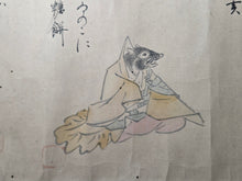 Load image into Gallery viewer, Jūnirui Uta-awase (Poetry Contest of Twelve), Circa 1603-1650. Emakimono Handscroll Depicting a Poetry Contest Between the Twelve Zodiac Animals, Satirizing Early Poetry Challenges. 12 Charming Paintings and an Illuminated Frontispiece