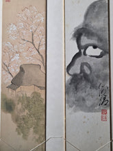 Load image into Gallery viewer, An Exemplary Album of Tanzaku Strip Poetry and Paintings, Circa 1830-1980. 47 Magnificent Paintings of Landscapes, Floral Gatherings and More, All in Different Styles. At least 40 Attributed Artists
