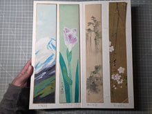 Load image into Gallery viewer, An Exemplary Album of Tanzaku Strip Poetry and Paintings, Circa 1830-1980. 47 Magnificent Paintings of Landscapes, Floral Gatherings and More, All in Different Styles. At least 40 Attributed Artists