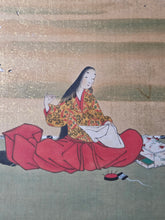 Load image into Gallery viewer, Gajō Kyūsoku Kasen-zu (Picture Album of the Resting Poets), Circa 1600-1700. A Rather Lively Cycle of the Sanjurokkasen enjoying Leisurely Practices, With Thirty-Six Illuminated Silk Paintings and Poetry