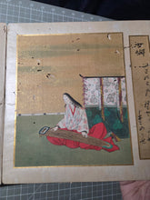 Load image into Gallery viewer, Gajō Kyūsoku Kasen-zu (Picture Album of the Resting Poets), Circa 1600-1700. A Rather Lively Cycle of the Sanjurokkasen enjoying Leisurely Practices, With Thirty-Six Illuminated Silk Paintings and Poetry