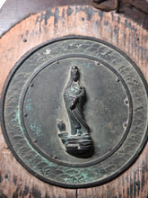Load image into Gallery viewer, A Copper Hanging Statue of the Maria Kannon, Circa 1700-1750. A Rare Kakure Kirishitan Statue of the Virgin Mary and Infant Jesus Disguised as the Bodhisattva Kannon, or Avalokiteśvara